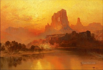thomas kinkade Painting - sunset mountains landscape Thomas Moran